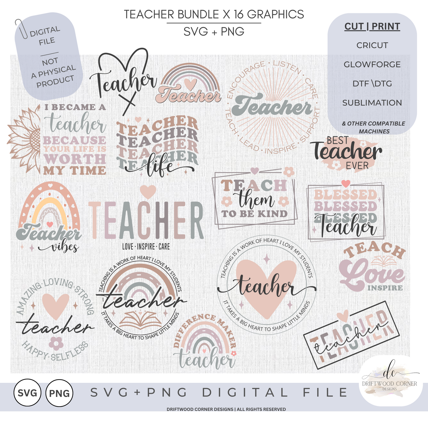 Teacher SVG + PNG Bundle